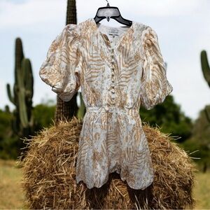 Saboluxe aura linen bubble tulip Mini Dress size small